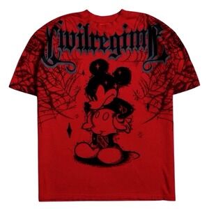 Civil Regime COBWEB MICKEY MOUSE AMERICAN CLASSIC OVERSIZED TEE 3X-LARGE Red NWT
